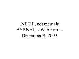 Visual Basic.NET Class September 30, 2003