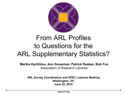 From ARL Profiles to Questions for the ARL Supplementary