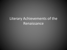 Literary Achievements of the Renaissance