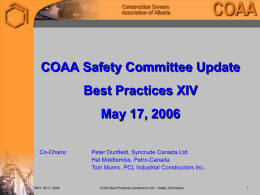 COAA Safety Committee Update