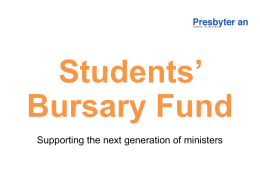 Students’ Bursary Fund - Presbyterian Church in Ireland