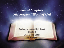 Sacred Scripture The Inspired Word of God