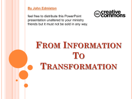 From Information To Transformation