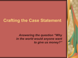 Crafting the Case Statement - NorthSky Nonprofit Network
