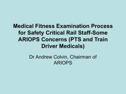 Medical Fitness Examination Process for Safety Critical