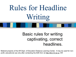 Rules for Headline Writing - Home