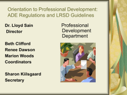 Orientation to the Professional Development ADE
