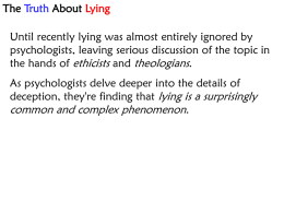 Truth About Lying - Lake Oswego High School: Home Page