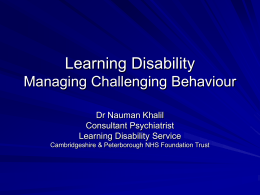 Learning Disability Managing Challenging Behaviour
