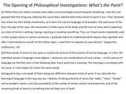 The Opening of Philosophical Investigations: What’s the Point?