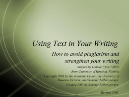 Using Text in Your Writing