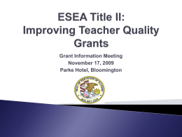 ESEA Title II: Improving Teacher Quality Grants