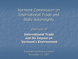 Vermont Commission on International Trade and State