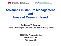 Advances in Manure Management and Areas of Research Need
