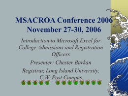 MSACRAO Conference 2001 November 26