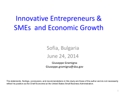 Innovative Entrepreneurs and SMEs And Economic Growth