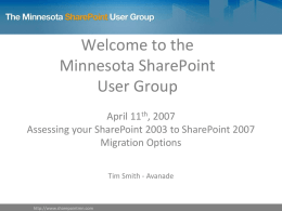 Migration - SharePoint 2003 to 2007