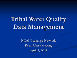 Tribal Water Quality Monitoring Data Management