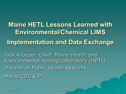 Environmental/Chemical LIMS Implementation and Data
