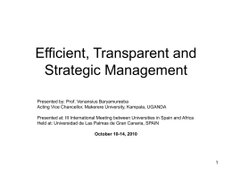 Efficient, Transparent and Strategic Management