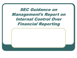 SEC Guidance on Management’s Report on Internal Control