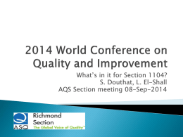 2014 World Conference on Quality and Improvement