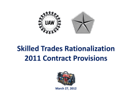 Skilled Trades 2011 Contract Modifications