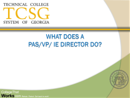 What does an IE Director do? - Technical College System of