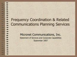Frequency Coordination & Related Communications Planning