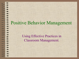 Positive Behavior Management