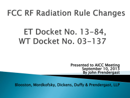 FCC RF Radiation Rule Changes ET Docket No. 13
