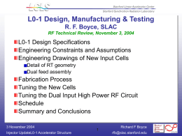 LCLS Injector Overview D. H. Dowell, SLAC FAC Review April