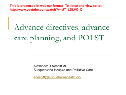 Advance directives, advance care planning, and POLST