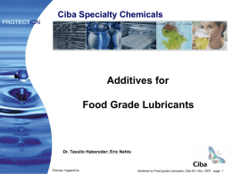 Additives for Food Grade Lubricants