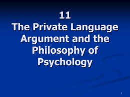 11 The Private Language Argument and the Philosophy of