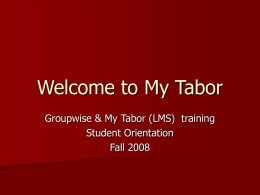 Welcome to My Tabor