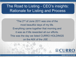 The Road to Listing – CEO’s insights: Rationale for