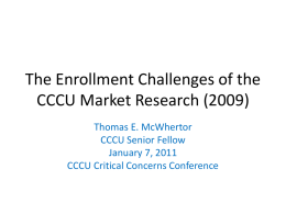 The Enrollment Challenges of the CCCU Market Research (2009)