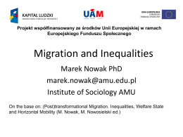 Migration and Inequalities - Uniwersytet im. Adama