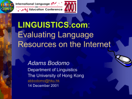 LINGUISTICS.com: Evaluating Language Resources on the Internet