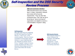 Self - Inspection and the DSS Security Review Process