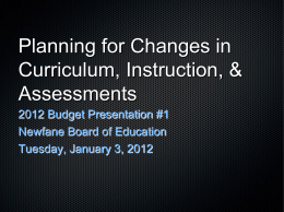 Planning for Changes in Curriculum, Instruction, & Assessments