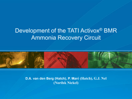 Development of the TATI Activox BMR Ammonia Recovery Circuit