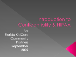 Introduction to HIPAA