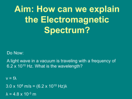 Aim: How can we explain the Electromagnetic Spectrum?