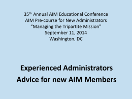 35th Annual AIM Educational Conference AIM Pre