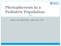 Photopheresis in a Pediatric Population