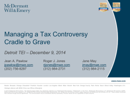 Managing a Tax ControversyCradle to Grave