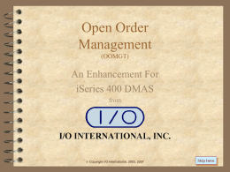Open Order Management - I/O International