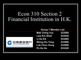 Econ 310 Section 2 Financial Institution in H.K.